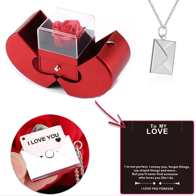 Christmas Gift Apple Jewelry Box With Eternal Flower Box Rose Flower Birthday Party New Year Valentine's Day Gift