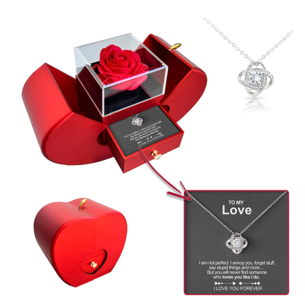 Lovebloom RoseBox™ - Rose, Card & Necklace