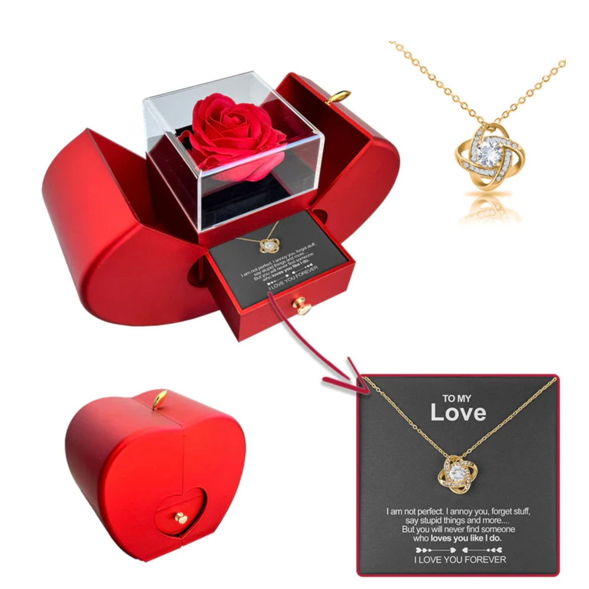 Lovebloom RoseBox™ - Rose, Card & Necklace